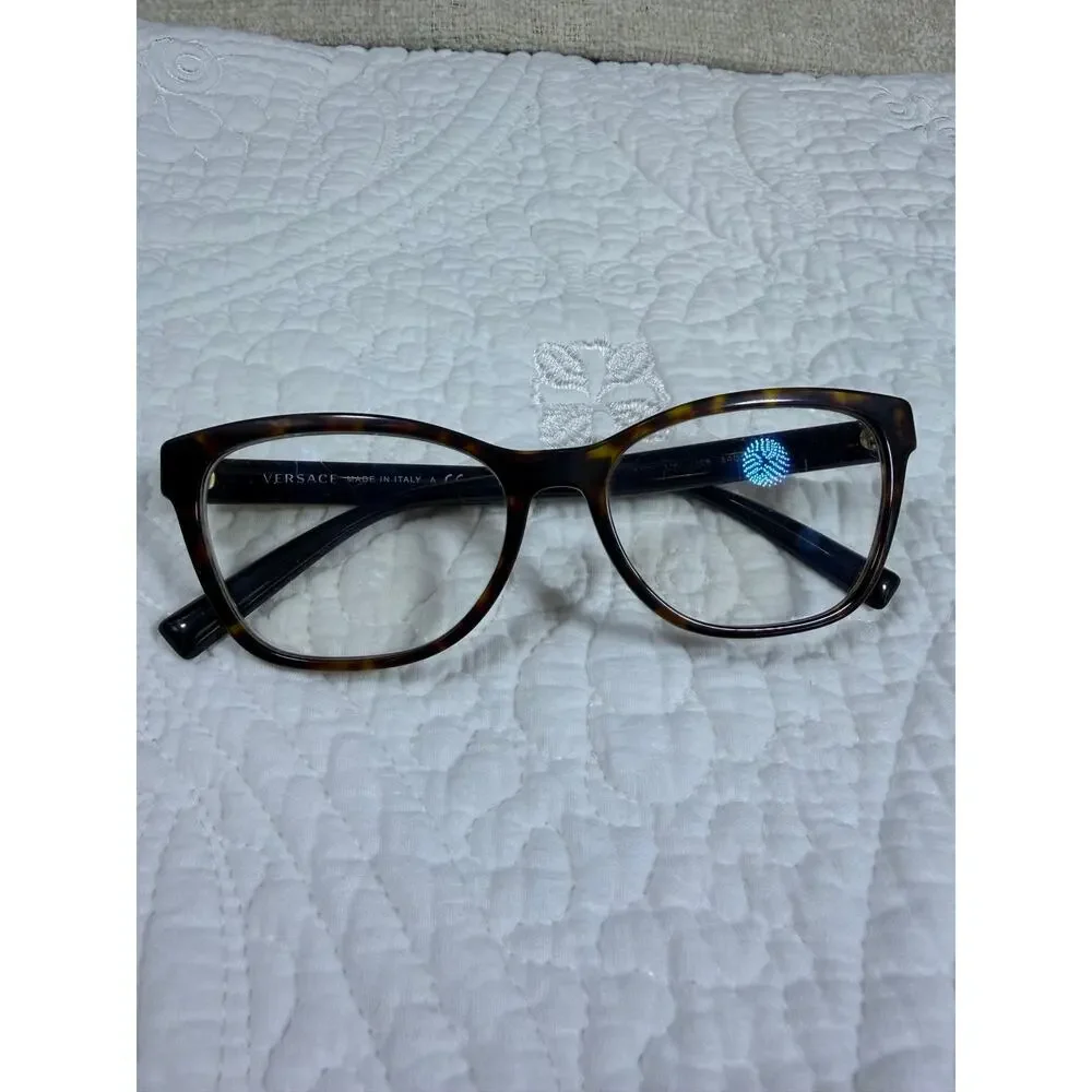 Versace Brown Tortoise Shell Eyeglass Frames Designer Optical Glasses Italy Lux